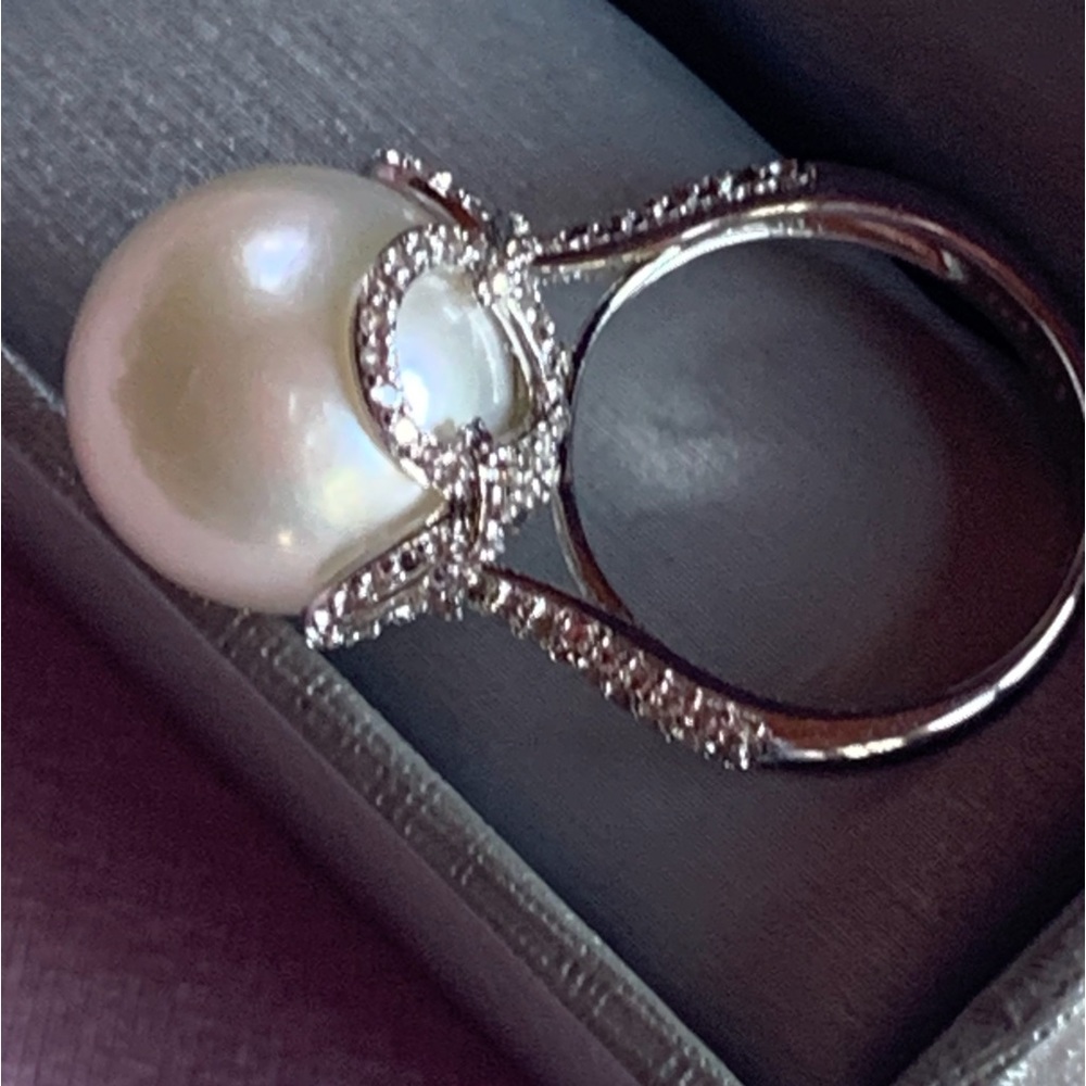 Pearl White Topaz Sterling Silver Ring